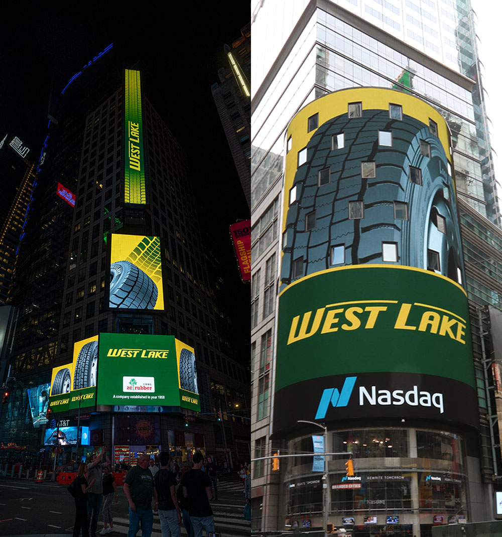 Westlake tire appears in New York';s Times Square