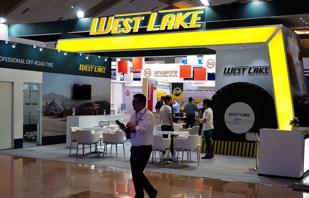 Westlake OTR tires displaying at the Jakarta international expo in Indonesia